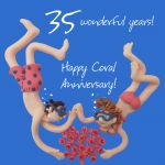 Wedding Anniversary Card - 35th Thirty Five 35 Years Coral One Lump Or Two