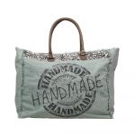 Handmade Print Green Weekend Overnight Canvas Bag - S-1197 - Myra