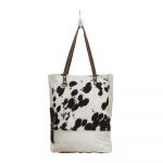 Impression Black & White Cowhide Tote Shopper Handbag