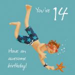 14th Male Birthday Card - Awesome Scuba Diving One Lump Or Two
