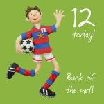 12th Male Birthday Card - Back of the Net Football One Lump Or Two 