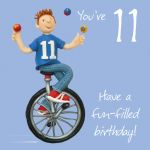 11th Male Birthday Card - Fun Filled Birthday Unicycle One Lump Or Two
