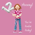 12th Female Birthday Card - Hooray Balloon One Lump Or Two 