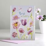 Greetings Card - Best Wishes Flowers - Deckled Edge 