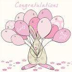 New Baby Card - Congratulations Baby Girl Christening - Rufus Rabbit