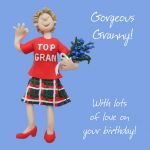 Birthday Card - Gorgeous Granny Top Gran - Female Funny One Lump Or Two 