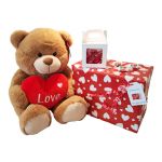 Valentine's Bear 40cm Soft Toy With Sweets & Chocolate - Gift Wrapped