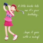 Birthday Card - Female Golf Little Birdie Funny One Lump Or Two