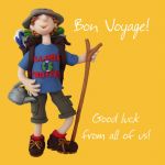 Good Luck Card - Bon Voyage From All Of Us - Office Work Group Hug One Lump Or Two 