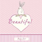 New Baby Card - Girl - Beautiful Pink - Rufus Rabbit 