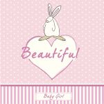 New Baby Card - Girl - Beautiful Pink - Rufus Rabbit