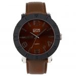 ETON Mens Watch Jumbo Leather Strap Brown Chrome & Black - 3245J