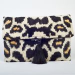 Leopard Print Silk Tassel Clutch Handbag - Handmade - My Doris