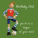 Birthday Card - Female - Birthday Girl Football One Lump Or Two