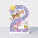 Birthday Card - Girl Kids - 2nd Birthday Age 2 Rainbows - Die-cut - Star Jumps