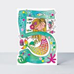 Birthday Card - Girl Kids - 5th Birthday Age 5 Mermaid - Die-cut - Star Jumps