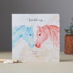 Wedding Card - Mr & Mrs Horse Head Equestrian - Deckled Edge