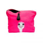 Ostrich Camilla Design Pink Handmade Cotton Cosmetic Makeup Bag - Emily Smith