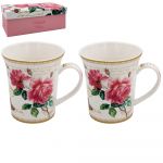 Redoute Rose Flower Leonardo Collection Fine China Mug Gift Set