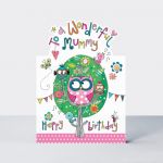 Birthday Card - Mummy Owl - Glitter Die-cut - Jelly Moulds