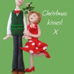 Christmas Card - Xmas Kisses Mistletoe - Funny Humour One Lump Or Two