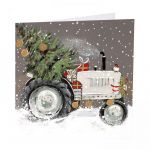 Charity Christmas Card Pack - 6 Cards - Special Delivery Vintage Tractor & Tree - Shelter