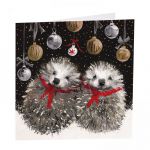 Charity Christmas Card Pack - 6 Cards - Hedgehogs Baby it's Cold Outside - Glitter Shelter