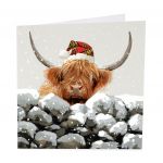 Charity Christmas Card Pack - 6 Cards - Highland Cow - Lookout - Glitter Shelter