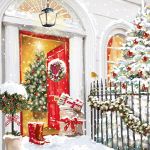 Charity Christmas Card Pack - 6 Cards - Xmas Welcome Front Door - Ling Design