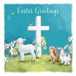 Easter Card - Pack of 5 - Cross Lamb Bunnies - Greetings - Ling Design
