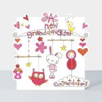 New Baby Girl Granddaughter Card - Glitter Die-cut - Cloud