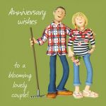 Wedding Anniversary Card - Blooming Lovely Couple One Lump Or Two