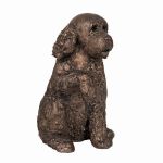 Cockapoo Dog Paw Up Cold Cast Bronze Ornament - Clover - Frith Sculpture