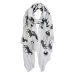 Horses Motif White Ladies Scarf - Clayre & Eef