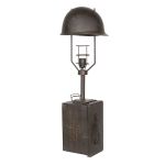 Metal Army Military Table Lamp - Black Brown - 28x23x84cm - Clayre & Eef