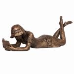 Virginia Girl Lying Reading - Small Cold Cast Bronze Figure Ornament - Frith Sculpture