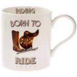 Born To Ride Horse Saddle Motive Fine China Mug - Boxed