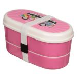 Volkswagen VW T1 Campervan Summer Love Stacked Bento Lunch Box Fork & Spoon - Pink