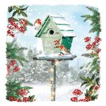 Charity Christmas Card Pack - 6 Cards - Xmas Garden Robin Birdhouse - Ling Design