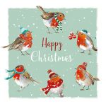 Charity Christmas Card Pack - 6 Cards - Merry Robins - Ling Design