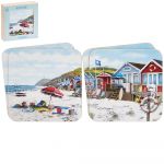 Sandy Bay Coasters Beach Huts Seaside - Set of 4