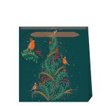 Christmas Robin & Tree Green Gift Bag - Small - Sara Miller