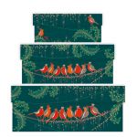 Christmas Robin On Wire Nest of 3 Gift Boxes - Sara Miller
