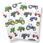 Vintage Modern Tractor Wrapping Paper 2 Sheets & 2 Tags - Arty Penguin
