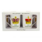Her Ladyship His Lordship Crown White Fine China Mug Set of 2 - Boxed