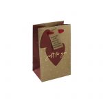 Heart Just For You Kraft Small Gift Bag - 100% Recyclable Eurowrap 12.5x20x9cm