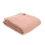 Tweedmill Herringbone Throw 100% Pure New Wool - Dusky Pink & Pearl