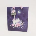 Swan Gift Bag - Medium Glitter 25cm x 21.5cm x 10cm
