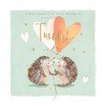 New Baby Twins Card - Hedgehog - Wildlife Ling Design