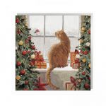 Charity Christmas Card Pack - 6 Cards - Ginger Cat Special Visit - Glitter Shelter